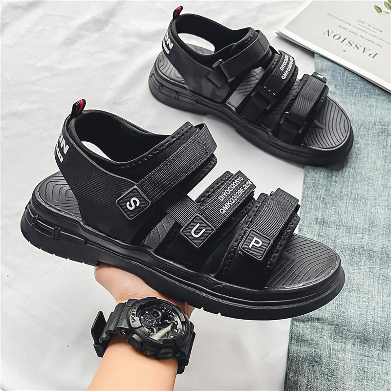 

Men s sandals summer new mesh word casual sandals men s fashion outdoor sports beach shoes 39 чёрный