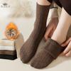 Women's Mid-tube Socks Autumn and Winter Thick Warm Terry Socks Retro Hemp Pattern Solid Color Women's Socks