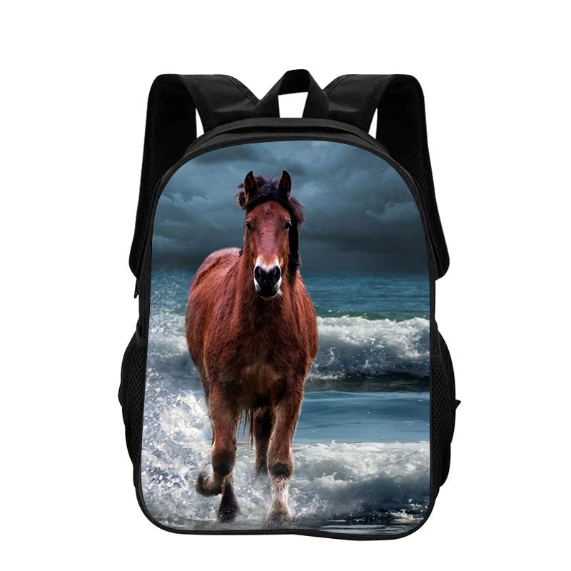 Horse Backpack Animal Horse 3D Printed Large Capacity New Handsome Casual Backpack for Primary and Secondary School Students