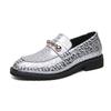 Men's Gold Flake Leather Pointed Toe Shoes - Business Casual British Style