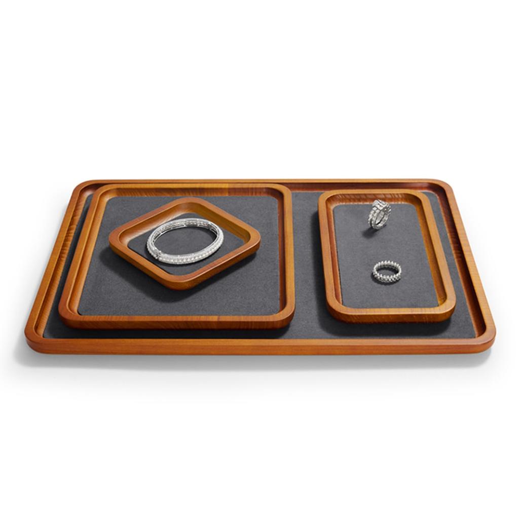 Woodten Wooden Jewelry Large Jewelry Accessory and Small Item Professional Jewelry Display Dark Tray, Tray, Storage, (Large, Gray)