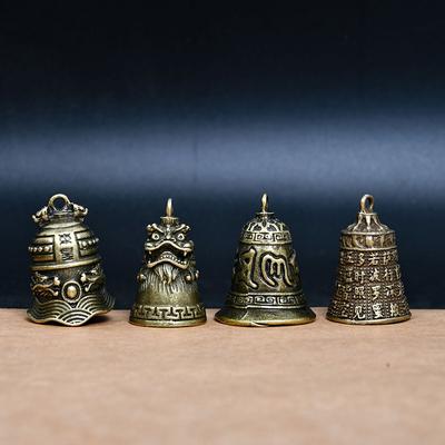 Cloche antique Mini sculpture en laiton et cuivre Cloche de prière Guanyin Cloche Feng Shui Invitation Bouddha Bouddhisme Cloches Guanyin Décoration d'intérieur