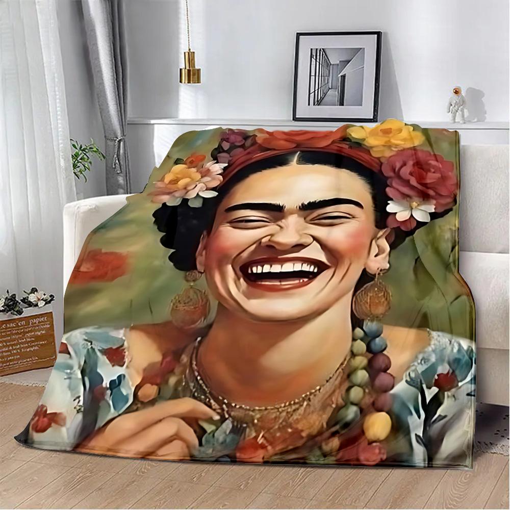 Cartoon F-Frida Printed Blanket Picnic Blankets Warm Blanket Soft and Comfortable Blanket Home Travel Birthday Gift