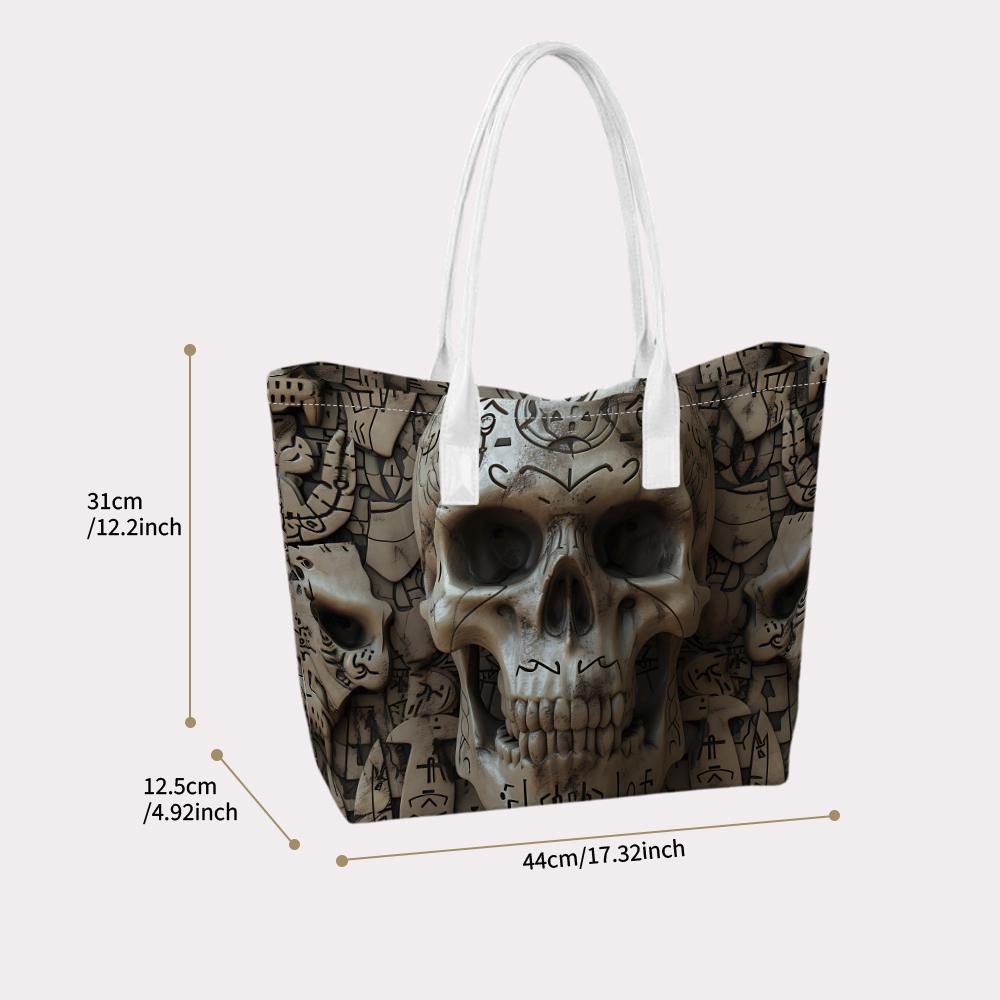 Gothic Skull Pattern Large Capacity Tote Daily Outdoor Commute Portable Handbag