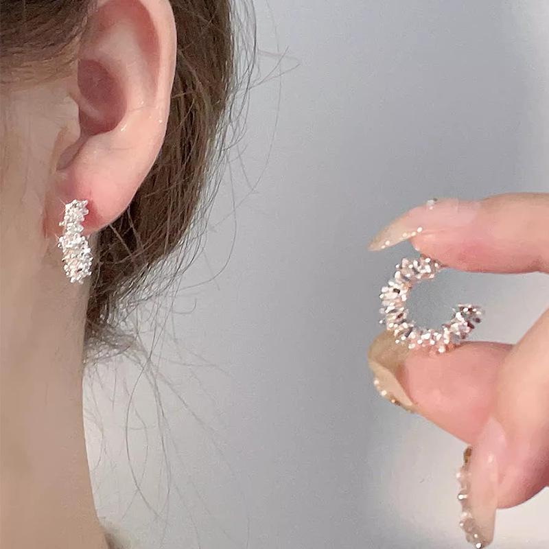S925 Silver Needle Fairy Flower Earrings - Elegant Luxury 4-Piece Set for Women