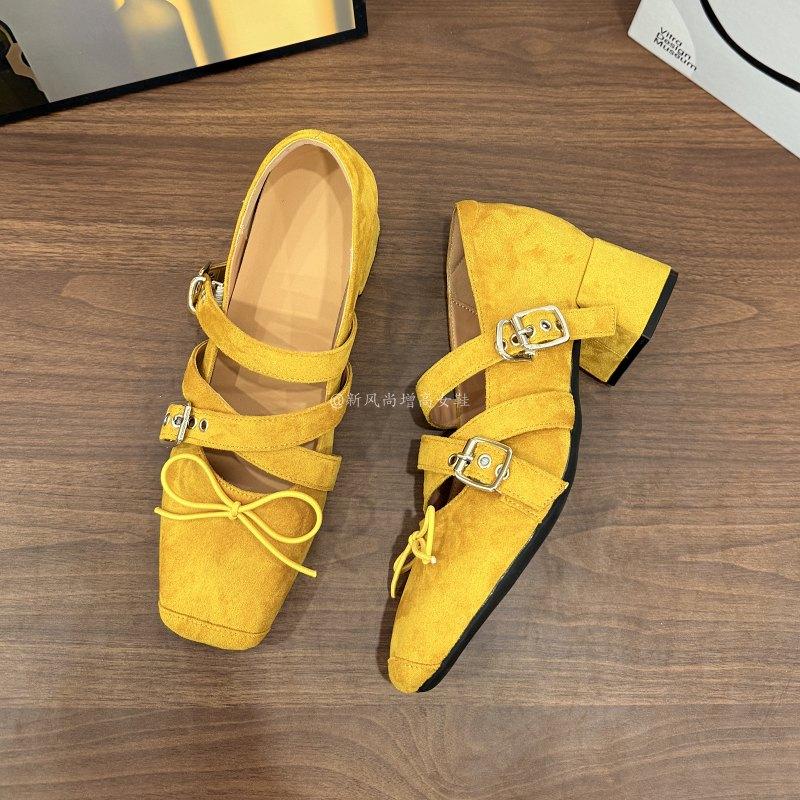 2025 Inner Heightened Single Shoes Women's 2025 New Spring and Autumn Summer Chunky High Heeled Mary Jane Shoes