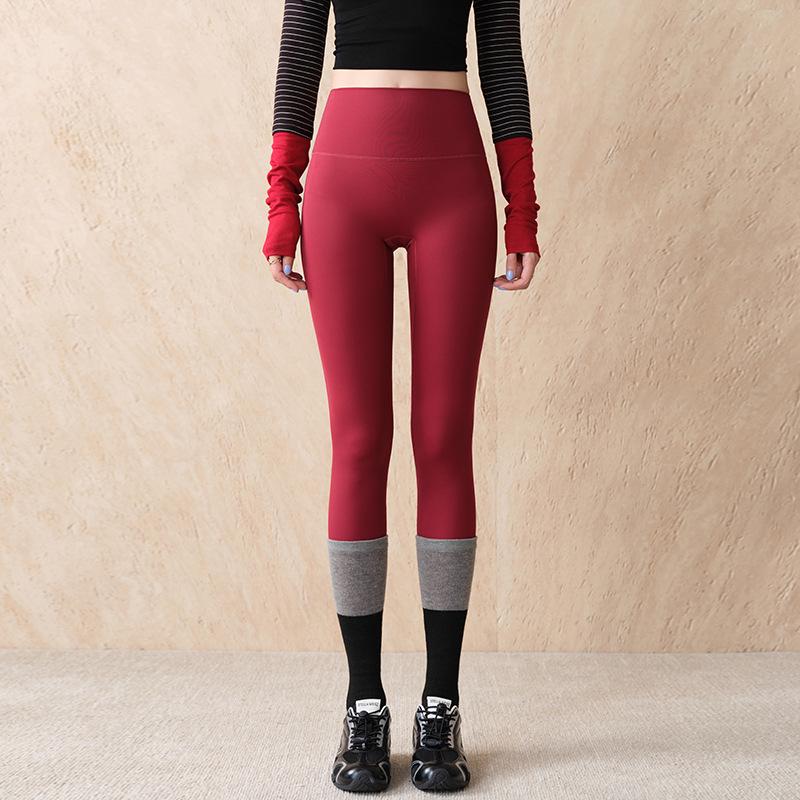 Damen High-Waist Bauchkontrolle Tasche Haifischhaut Leggings: Frühlings-/Herbst-Yogahosen, 9/10 Länge Radsport-Außenbekleidung