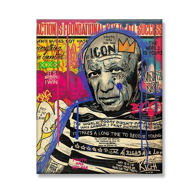 

Абстрактная икона Мона Лиза Граффити Постер Знаменитая картина Принт на холсте Уличное поп-арт Настенная картина для гостиной Домашнее украшение 21x30cm No Framed