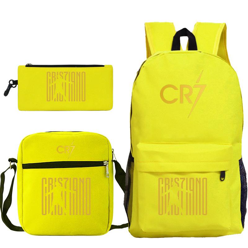 Football star Ronaldo Cr7 peripheral printing schoolbag pencil bag shoulder bag backpack three-piece set