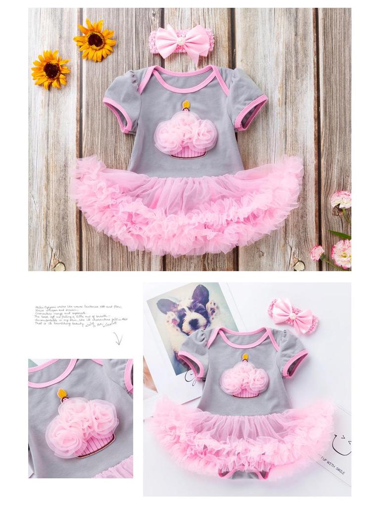 Summer Princess Short-Sleeved Dress for Baby Girls, Infant Birthday Outfit, 0-2 Years