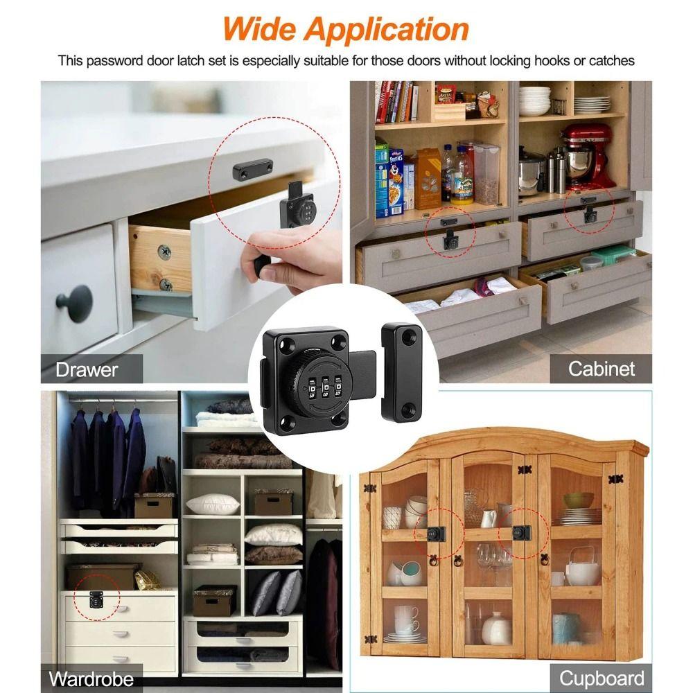 Security Protection Password Lock with 3 Digits Door Password Catch  Home Interior Doors