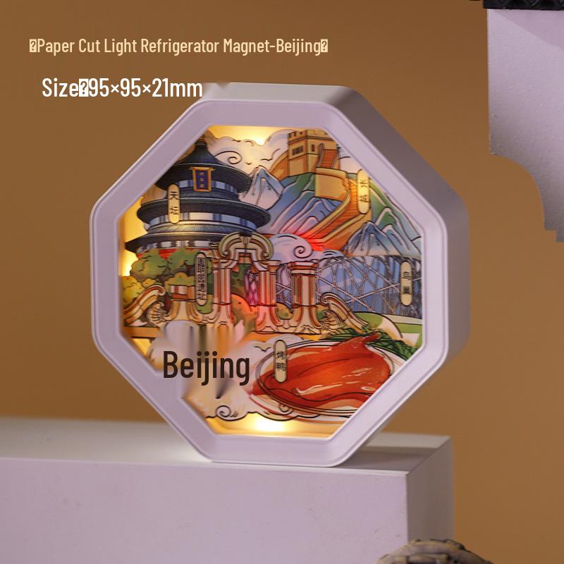 Guochao Paper Sculpture Fridge Magnet Souvenirs for Tourist Attractions