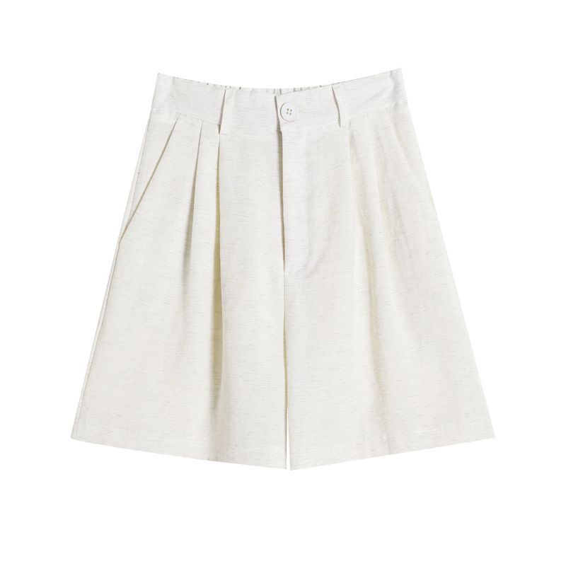 Sweet Student Small High Waist Ice Silk Linen A- Line Loose Linen Wide Casual Wide-Leg Shorts Hot Pants Yamamoto Pants
