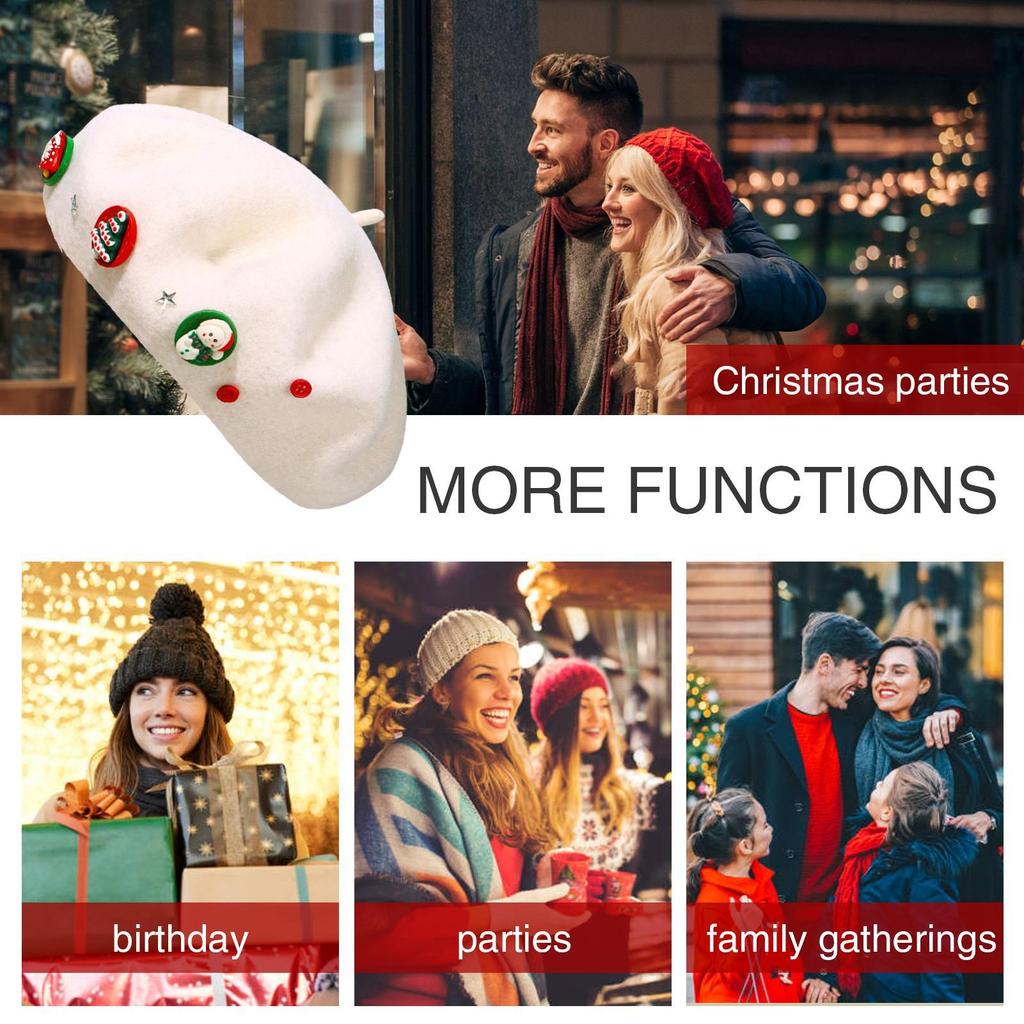 Beret Hat Christmas Decoration Beret Winter Caps For Winter Fall Artist Girls Women Ladies Dress Costume Birthday Holiday