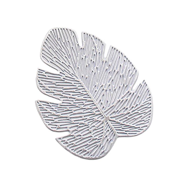

Pvc Coasters Monstera Leaf Shape Anti-Slip And Heat Insulation Pad For Kitchen Table Table Mat Gold Silver Pad срібний