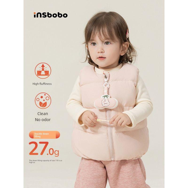 Insbobo Girls' down Vest 2025 Winter New Style Children's Stylish Warm Top for Girls Thickened Winter Clothing