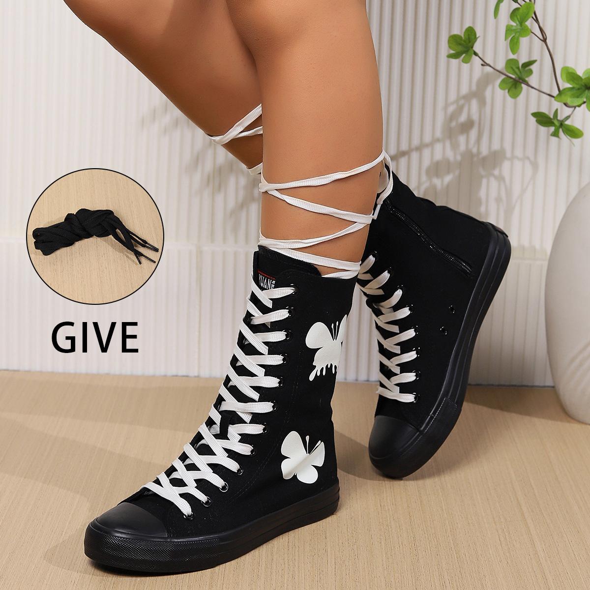 

Женские парусиновые туфли средней длины, студенческие спортивные парусиновые туфли на плоской подошве для девочек, светящаяся в темноте кружевная верхняя часть с принтом, светящаяся в темноте бабочка 37 чёрный