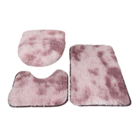Yousheng 3Pcs/Set Bathroom Rug Absorbent Non Slip Floor Mat U-Shaped Plush Mat Toilet Lid Cover Mat with Rubber Backing for Bathroom Shower Toilet