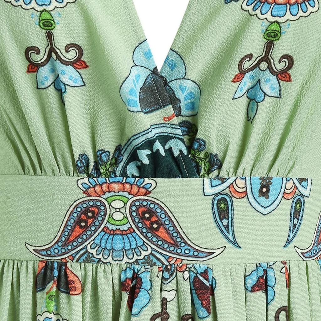 Plus Size Mode Damen Schmetterling bedrucktes V-Ausschnitt Kurzarm lässiges langes Kleid