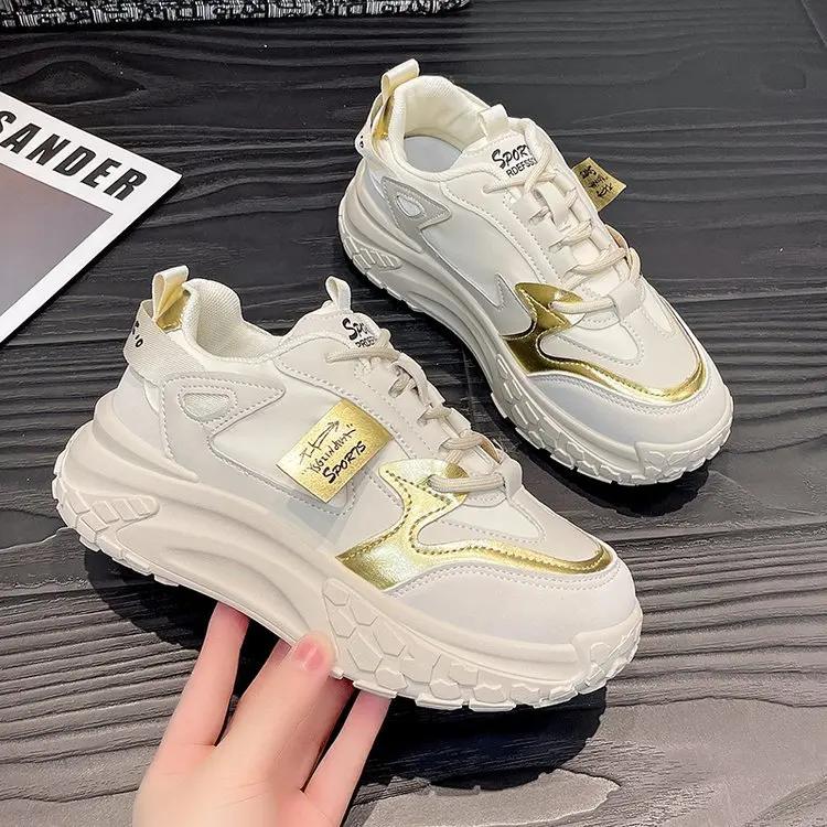 Fashion 2024 Autumn New Father Shoes Thick Soles Match Color Sports Casual Women's New Fashion Women's Shoes