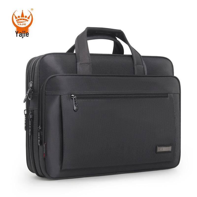 Men's Large Capacity Business Briefcase - Single Shoulder Crossbody Oxford Canvas Laptop Bag for 15.6" Devices.