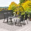 Garden Table, Aluminum, 120x70 Cm, Weatherproof Balcony Table with Wood Look, for 4-6 People, Black