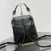 Parisian Trend Backpack Genuine Leather Rivet Motorcycle Bag Unisex Large Capacity Commuter
