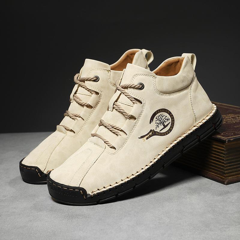 Men's Casual Shoes Side Zipper Short Boots Versatile Flat Bottom Trendy Fashionable Men's Shoes Suitable for Outdoor Sports