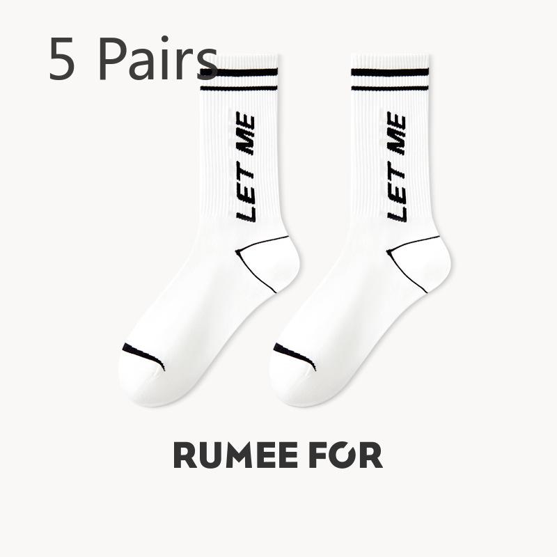 5 Pairs of Female Spring and Autumn Anti Odor Wicking Sweat Tube Sports Basketball Socks