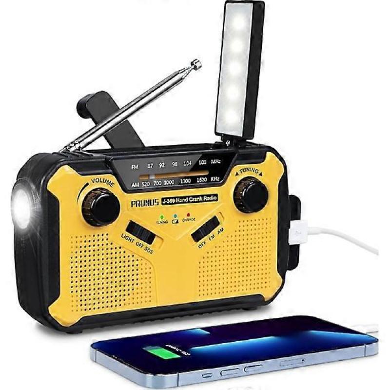 1st Portable Survival Radio with 3000mAh Power Bank/SOS Alarm/Flashlight/Solar Panel, Speaker, Outdoor, Emergency.
