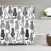 Funny Cute Cartoon Bathing Cat Dog Shower Curtains Bathroom Bathtub Decoration Waterproof Bath Curtain Home Decor With Hooks