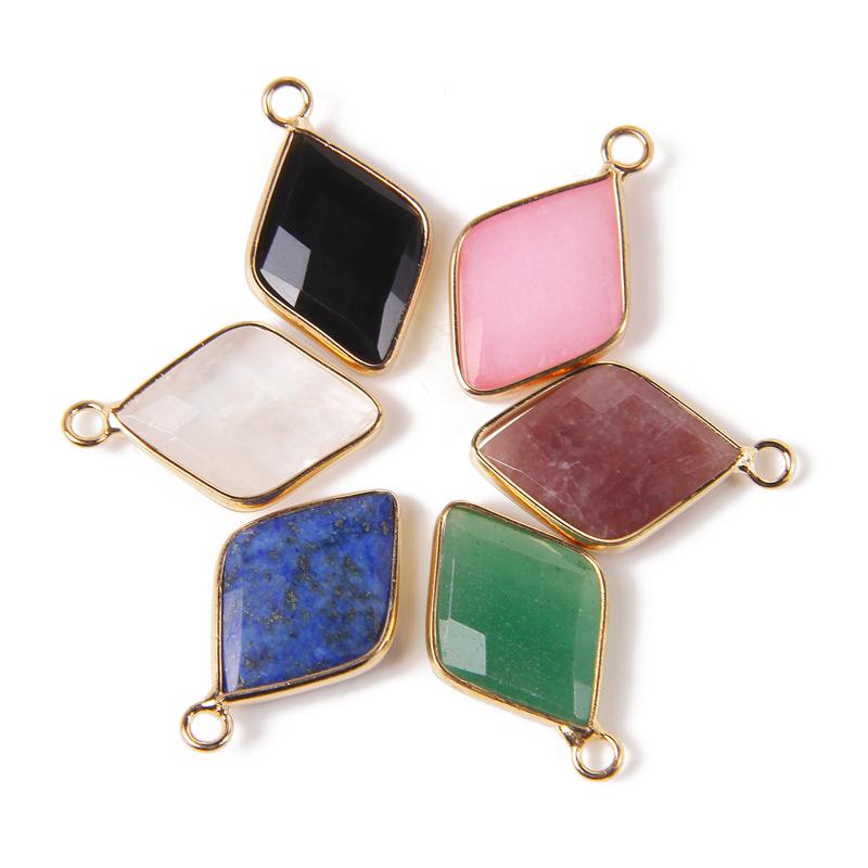 15X25MM Fashion Faceted Rhombus Pendant Natural Stone Lapis lazuli Charms for DIY Jewelry Making Necklace Earrings Wholesale