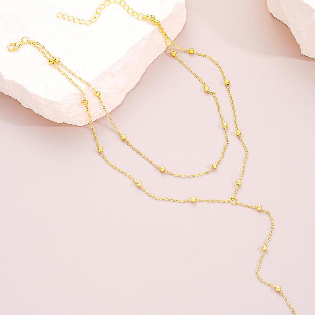 European & American Trendy Geometric Tassel Double-Layer Necklace - Light Luxury High-End Jewelry