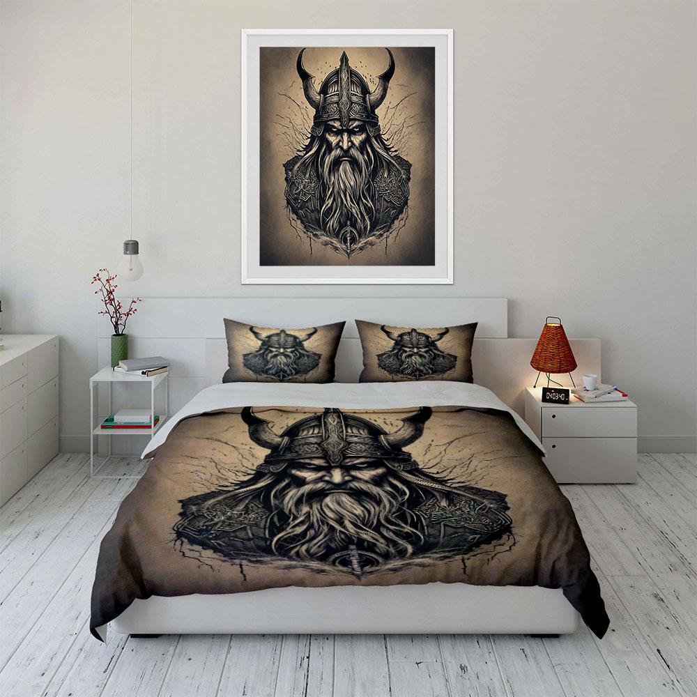 Viking warrior helmet design. Bedding sets Duvet cover sets Duvet covers Pillowcases(1*Duvet Cover 2*Pillowcases without duvet insert)