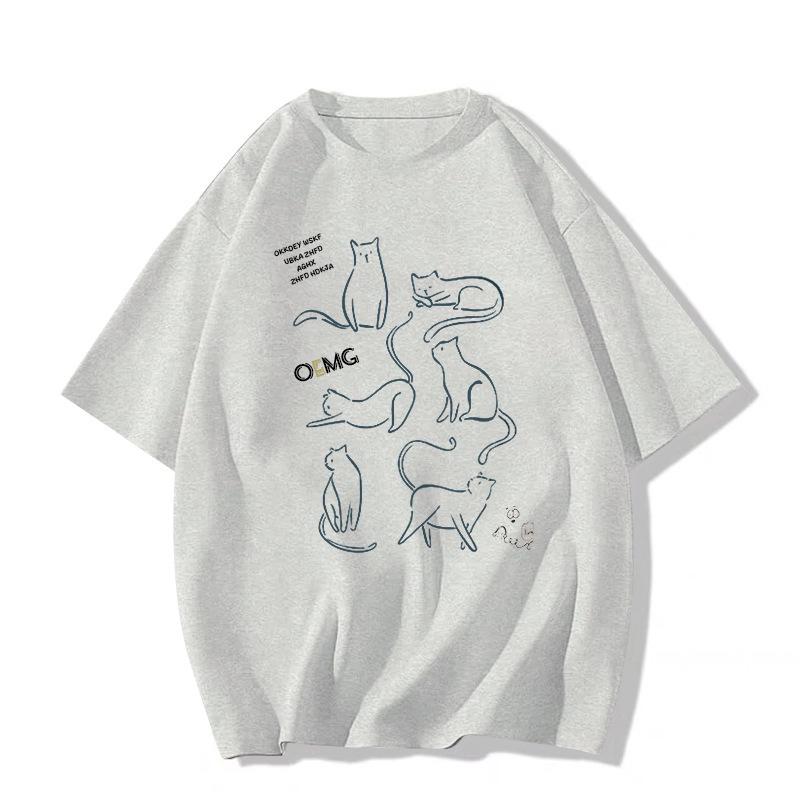 

Женская футболка большого размера с коротким рукавом, вересково-серая - Лето 2025, свободный крой, уличный стиль XXL хизер серый