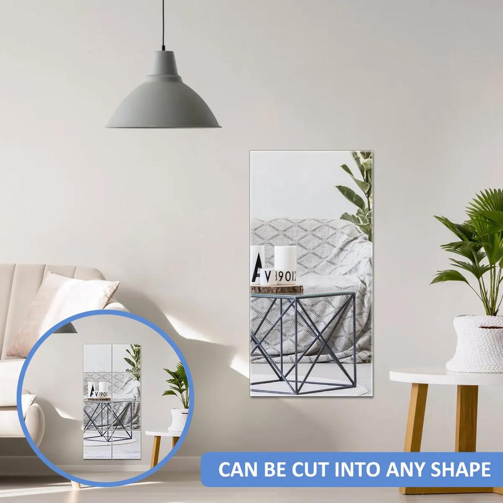 Self Adhesive Mirror Stickers Flexible Mirrors Sheets Cuttable DIY Wall Mirror PET Non Glass Mirror Stickers Wall Stickers Decor