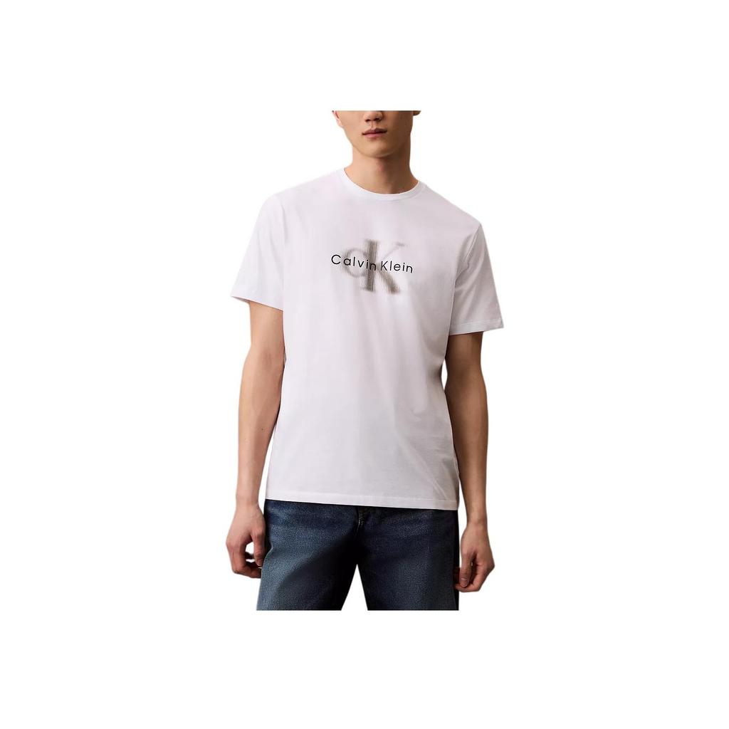 Calvin Klein Minimalist Comfortable Versatile Casual Gradient Pattern Round Neck Short Sleeve T-Shirt Men Tops Bright-White 4RB845G-110