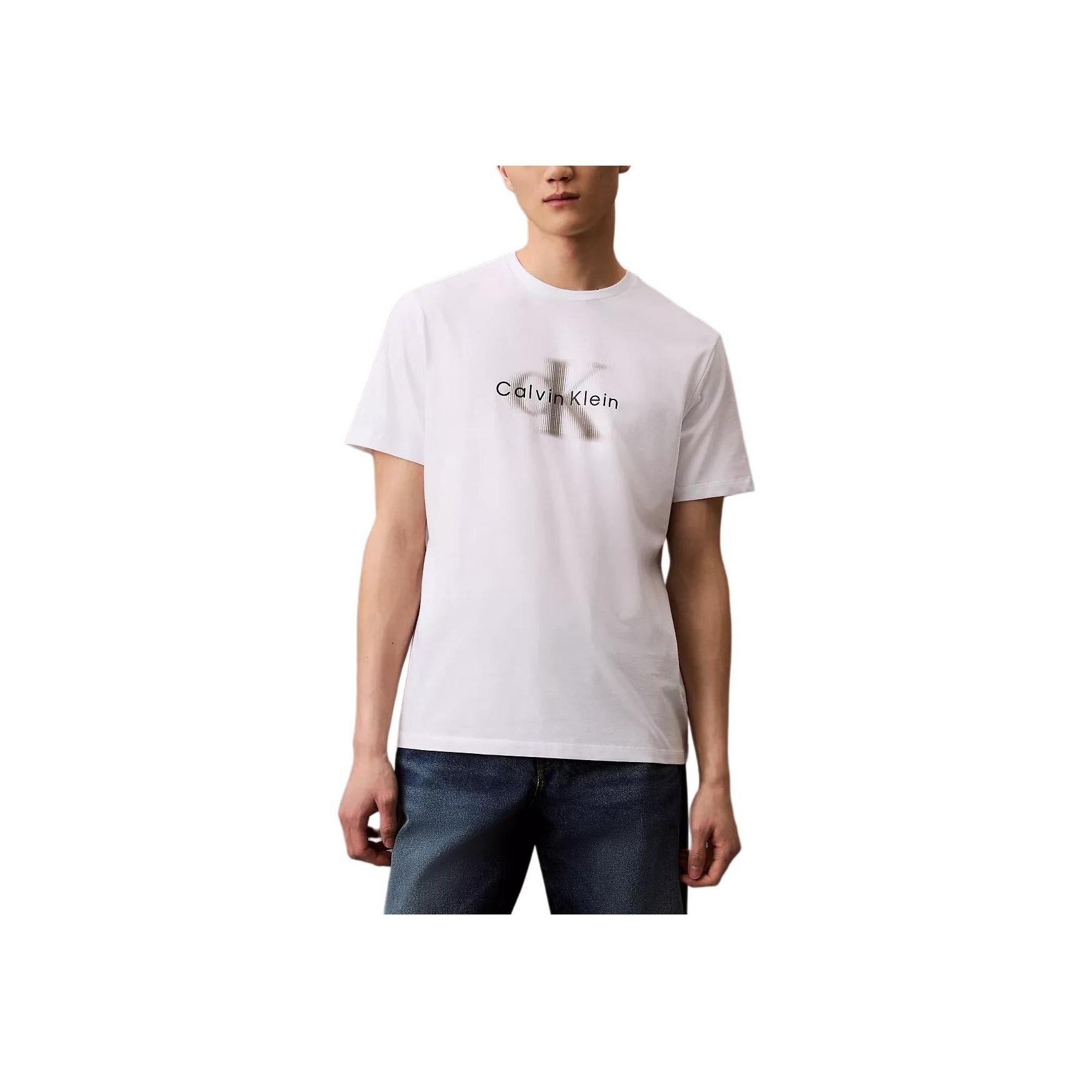 

Calvin Klein Minimalist Comfortable Versatile Casual Gradient Pattern Round Neck Short Sleeve T-Shirt Men Tops Bright-White 4RB845G-110 S