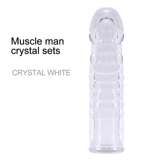 Men Transparent Condom Enlargement Thicken Lengthen Penis Sleeve Adult Sex Toy