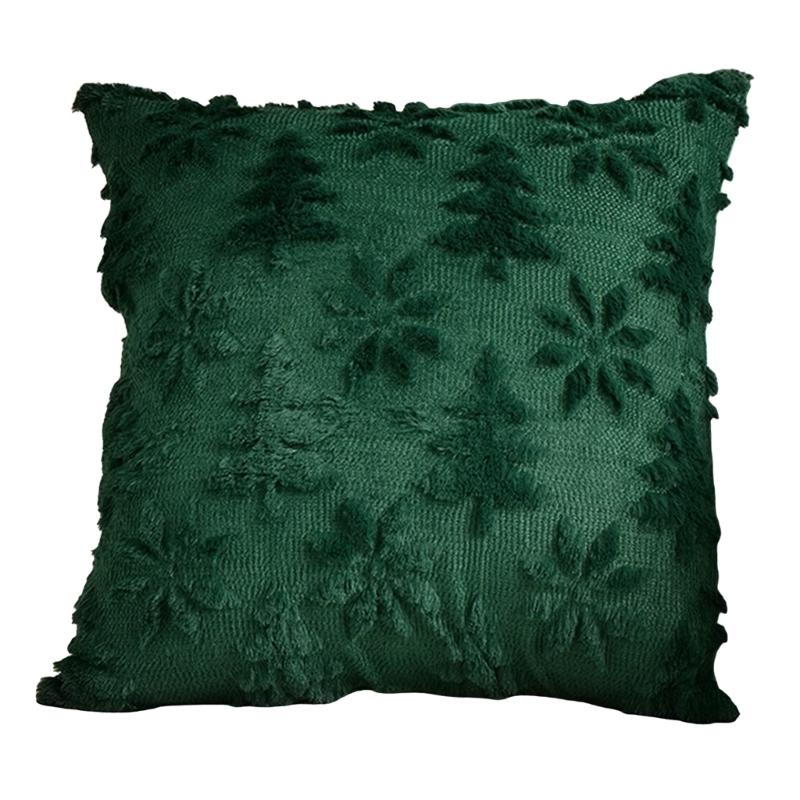 

Christmas Plush Pillow Cover Soft Polyester Fabric Holiday Decorative Cushion Protectors for Home Decoration зелений