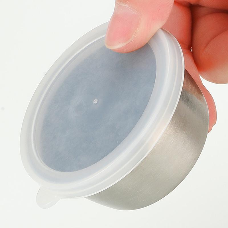 Stainless Steel Small Sauce Cup With Sealed Lid Portable Seasoning Spice Dishes Ketchup  Pot Dipping Bowl Saucer Tableware