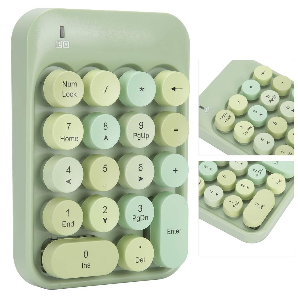 Wireless 2.4G Numeric Keypad with Backspace Key for One-Handed Use, Quiet Typing, and Long Life, Compatible with XP, Win7, Win8, Win10, and iOS