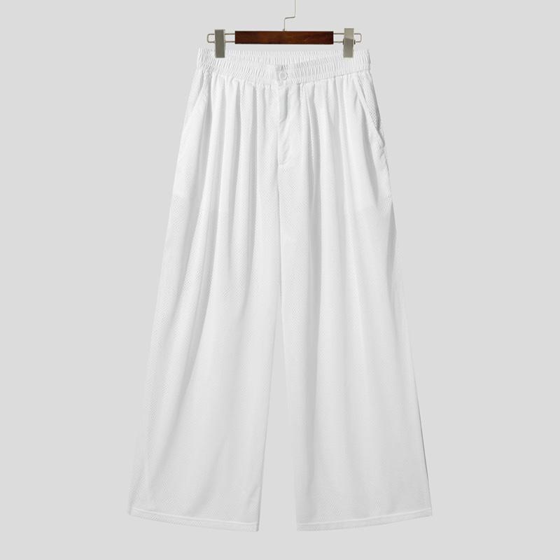 

INCERUN Men Elastic Waist Hollow Out Fishnet Beach Holiday Long Pants Trousers 5XL белый