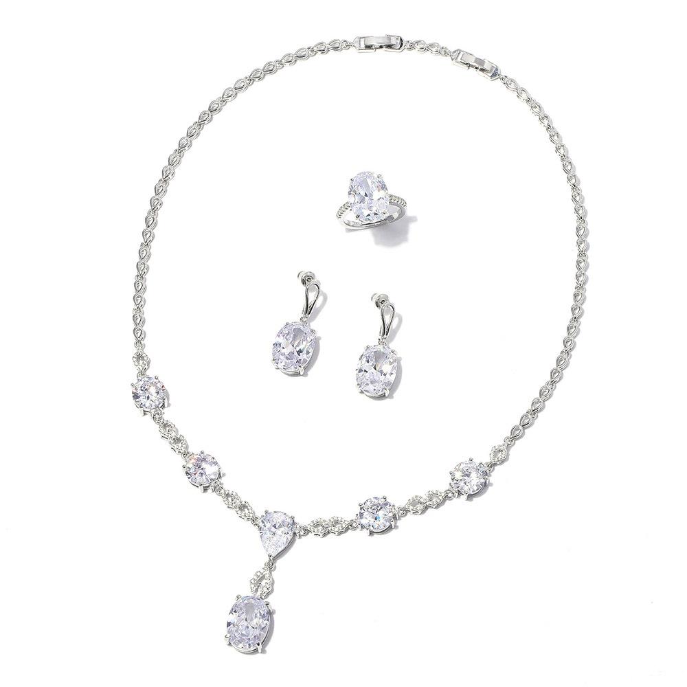 Rainbow Zircon Jewelry Set High-End Set, Red And Blue Gradual Change Bridal Necklace Jewelry Set Multi-Color