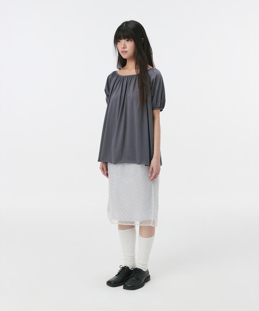 Ohesio Sheer Dot Midi Skirt, Cream