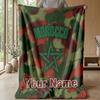 Custom Text Flannel Throw Blanket, Lightweight Cozy Bed Sofa BlanketMorocco Football