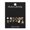 6 pairs/Set Simple Alloy Retro Shell Feather Fashion Earrings Set