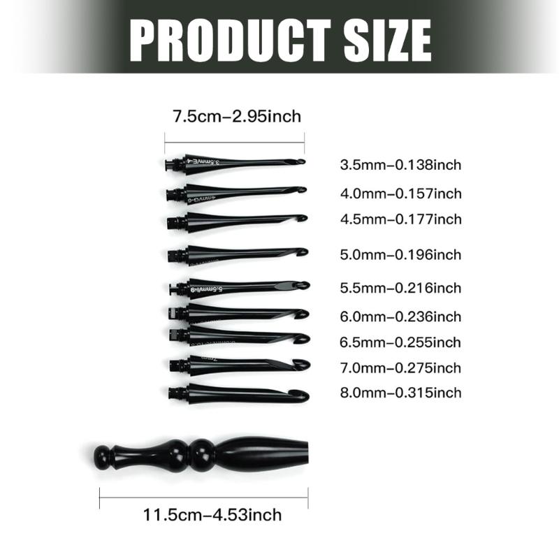 9 Size Removable Crochet Needle Featuring Lightweight Aluminum Construction And Travel