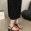 Fashion Women's Sandals Summer New Leather Metal Chain Mid-high Heels Shoe Clip Toe Trend Fashionable Simple Elegant Sandals Sandalias