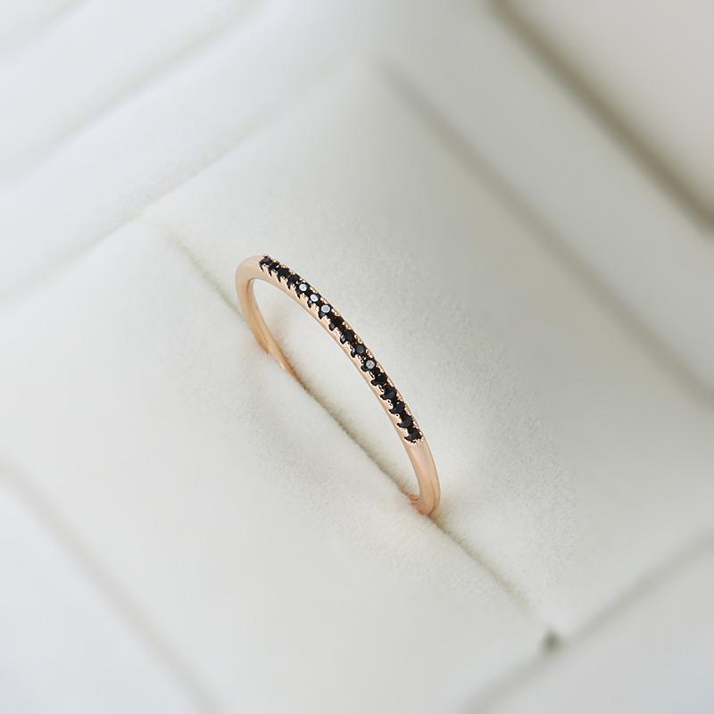 New  Rose Gold Wedding Ring For Women Classic Black Natural Zircon Ring Fashion Jewelry Crystal Gift